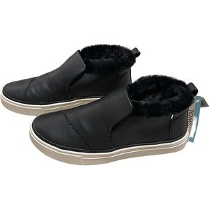 Toms Paxton Black Leather/Faux Fur Size 6.5